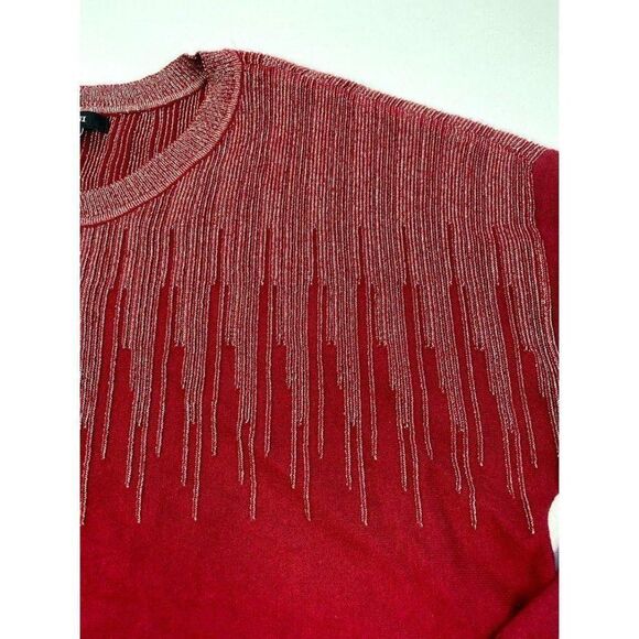 Alfani Sweater Top Small Red Ruby Metallic-Sparkle‎ - Picture 2 of 10
